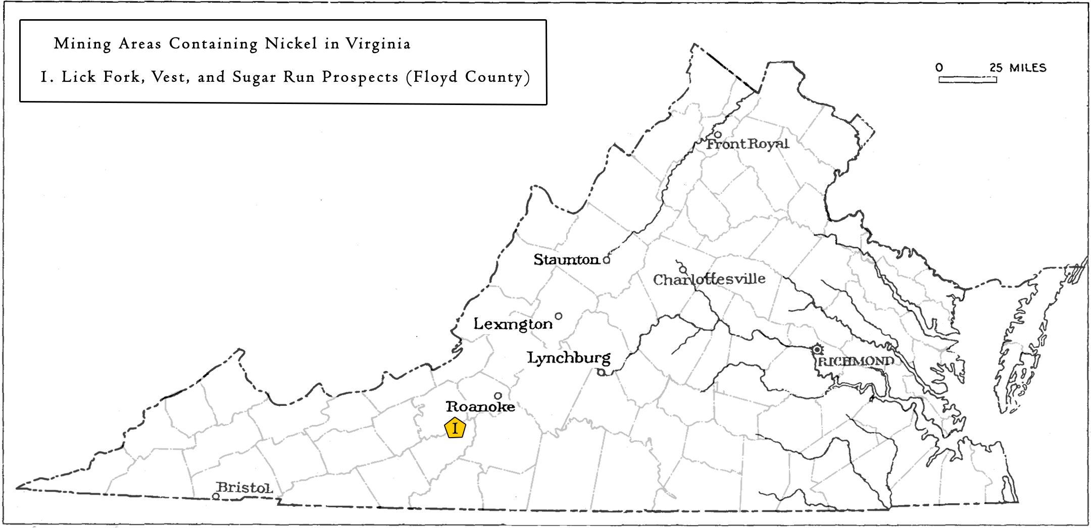 Nickel mines and prospects in Virginia