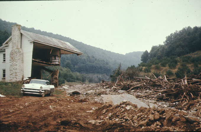 House destroyed by Hurricane Camille flood waters in the Davis Creek Community, in Nelson County