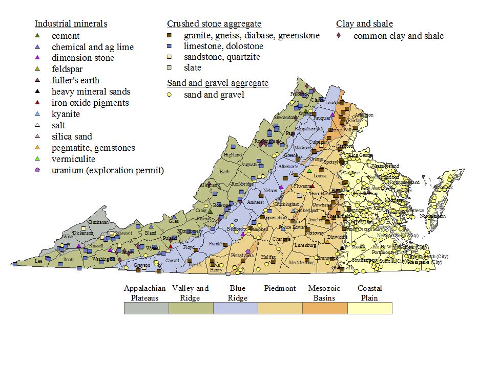 Mineral Resources Map of Virginia