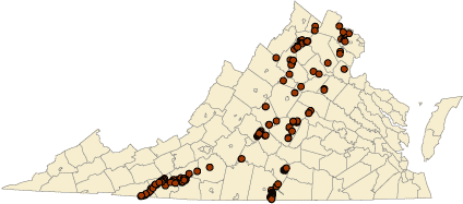 Copper mines and prospects in Virginia