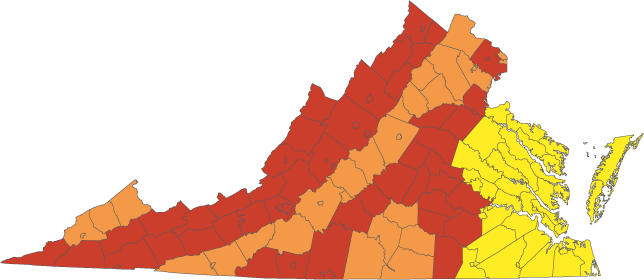 Radon zones in Virginia
