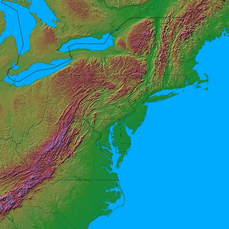 DTM Applachian Mountain Chain of Eastern United States and Canada